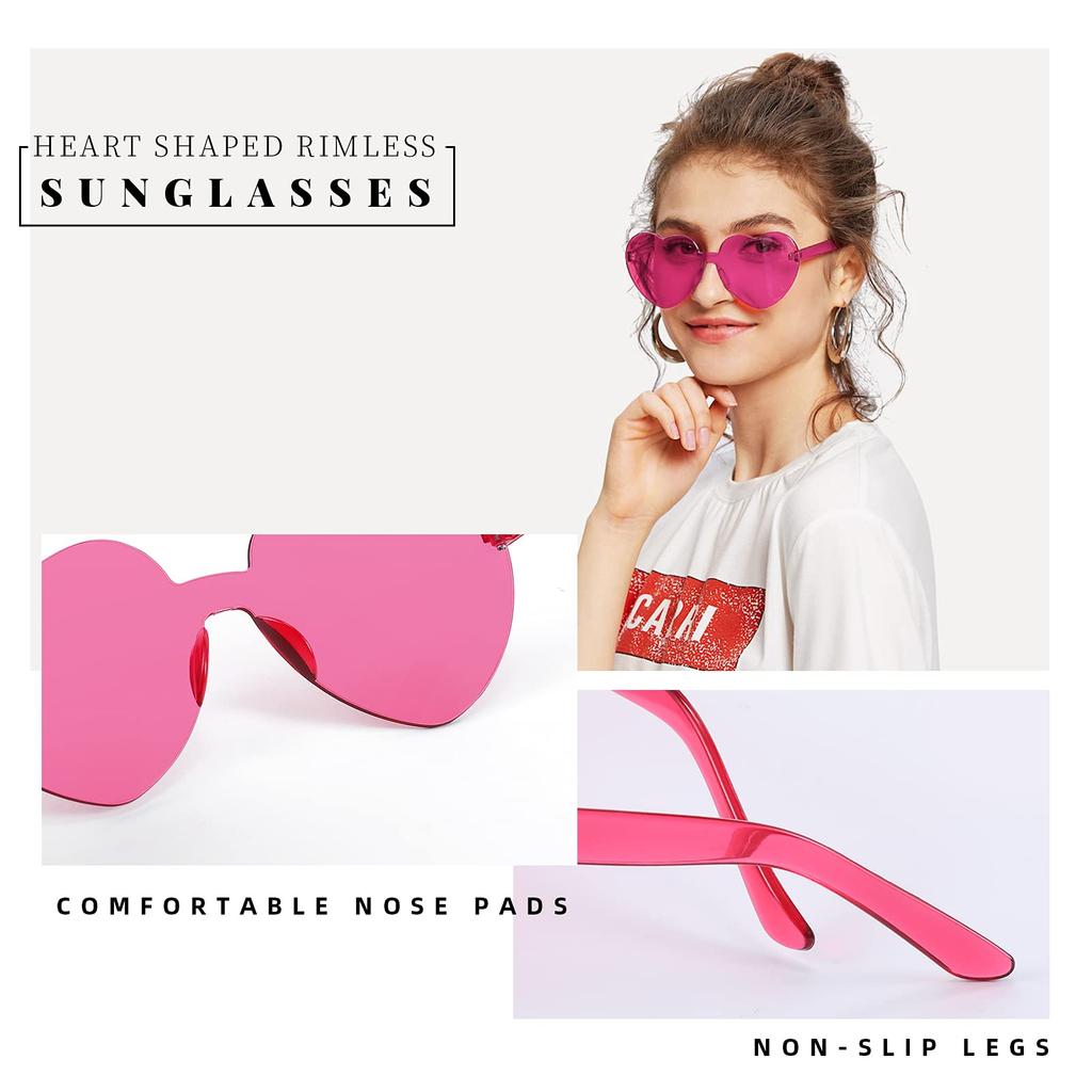 FEISEDY Rimless Sunglasses with UV Clear Set of B2826 Women's Protection, Heart-Shaped Design, Lenses, 2,