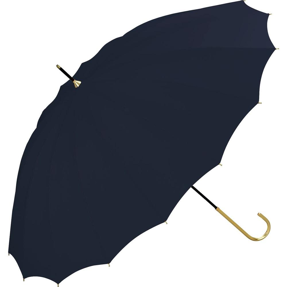 

Wpc. Long Umbrella 16-Rib Solid Navy Sun Rain / UV Cut Canopy 55cm Stylish Cute Suitable Commuting School Womens