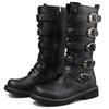 Fashion Large Size Men's Leather Motorcycle Boots Mid-calf  Combat Boots Gothic Belt Punk Boots Men Shoes Tactical Boot 2025