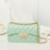 New Women's Bag Fashion Rhombus Glossy Jelly Bag Thick Chain Oblique Span Bag Women's