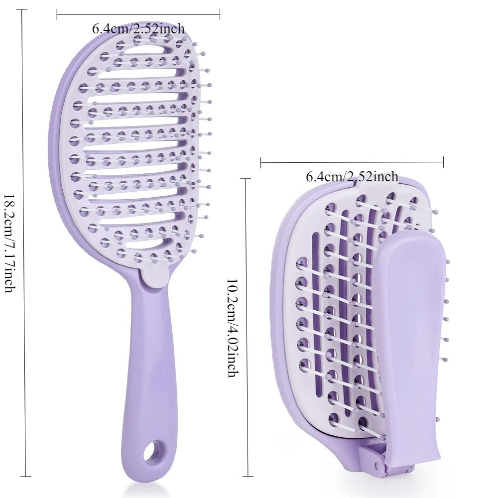Foldable Self-Cleaning Hair Brush, Anti-Static Massage Comb, Practical Hairstyling Tool for Home and Salon Use