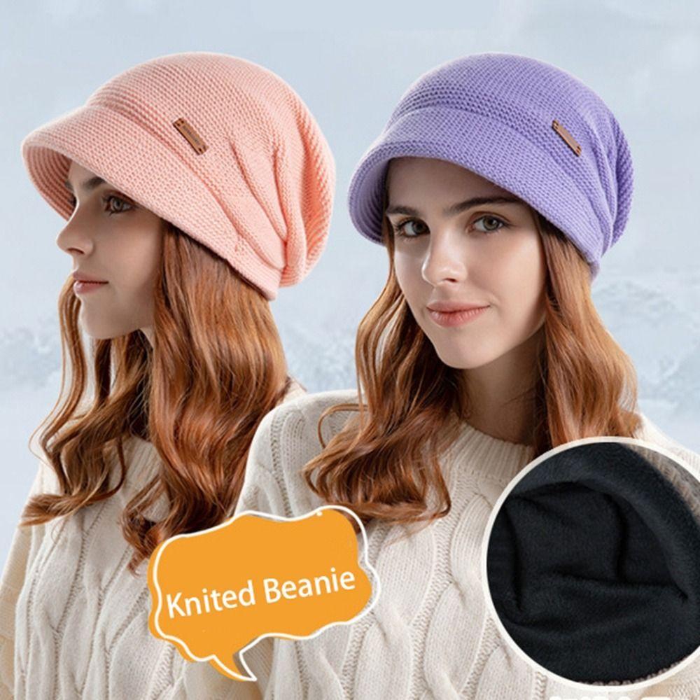 Ear Protection Knited Beanie Thickened Pile Cap Breathable Wool Pullover Hat  Winter Autumn
