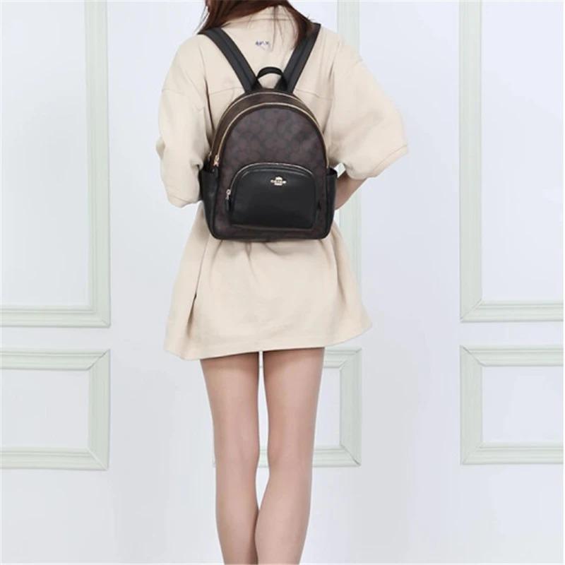 Coach Gericht Canvas Leder Rucksack Groß Damen Schwarz / Braun (Unisex) Rucksäcke 5671 IMAA8