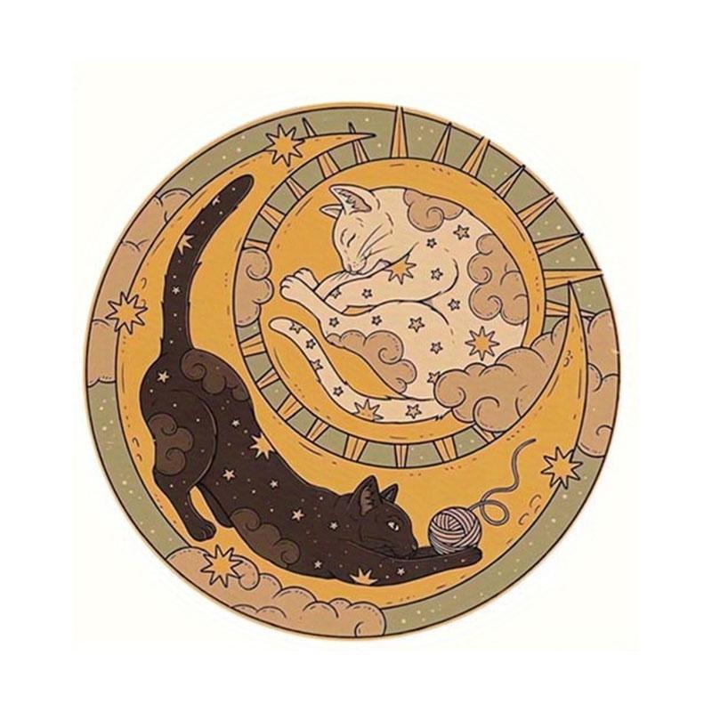 Cute Sun, Moon And Kitten Carpet Is Soft And Machine Washable, Suitable For Living Rooms, Bedrooms And Home Decoration