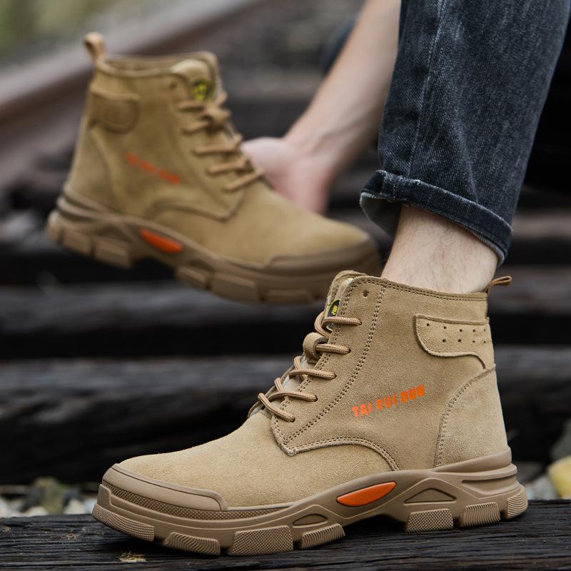 Men s Lightweight Safety Shoes - Anti-Smash Puncture Resistant with Plastic Steel Toe Insulated Wear-Resistant for Work Welding 8001-1 Camel All-Season37 3990₽