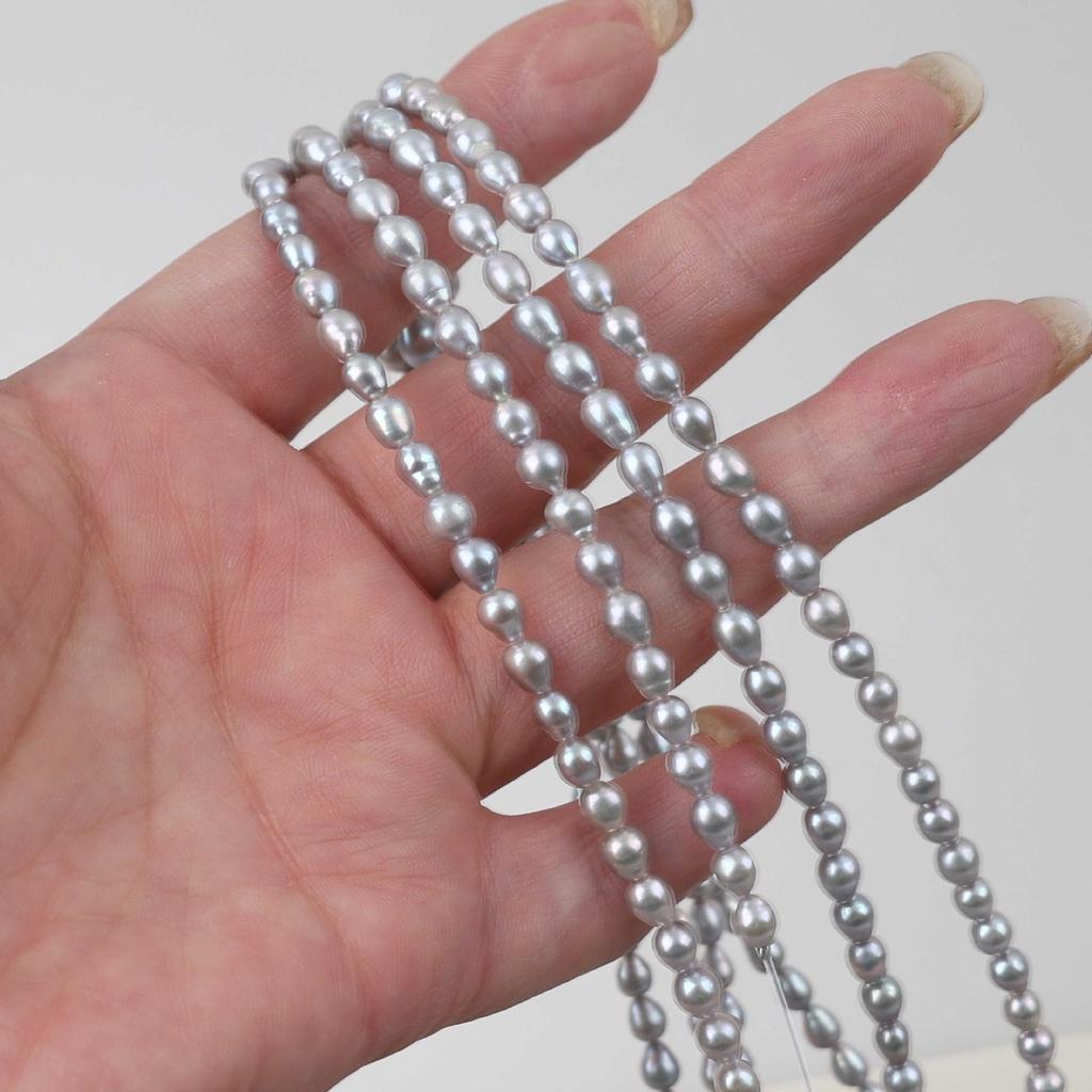 Dark Gray 4-5mm Teardrop AK Baroque Pearls: Natural Freshwater Beads for DIY Jewelry