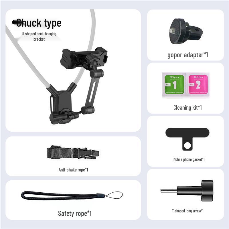 

Neck-Mounted Magnetic Phone Holder: Anti-Shake for Outdoor Sports, Selfie, Live Streaming, Cycling, Fishing, and Mountaineering. Standard