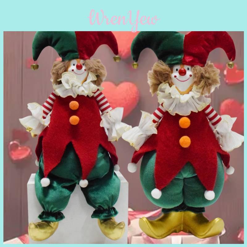Charming Handmade Clown Figurine For Christmas Decor Plush Material Festive Gift Ideal For Holiday Spirit