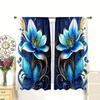 2PCS- Blue floral elegant 3D gold line vortex pattern printed curtains, window decoration, home decoration, room decoration