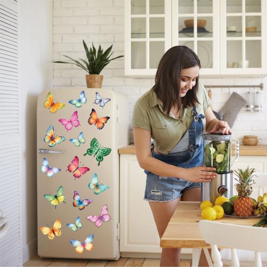 8 Sheets Watercolor Butterfly Wall Decals Peel And Stick 2D Butterfly