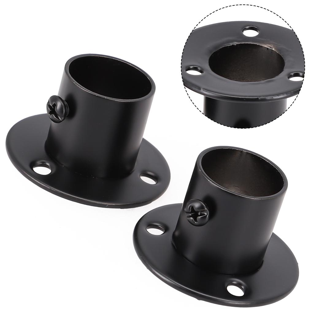 2pc 19-32mm Flange Rail Rod Bracket Flange Seat Wardrobe Hanger Pole Socket End Support Fixing Hardware Closet Rod Holder