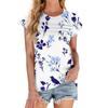 Women's Fashion Casual Basic Floral Textured Round Neck T-Shirt Vest Top