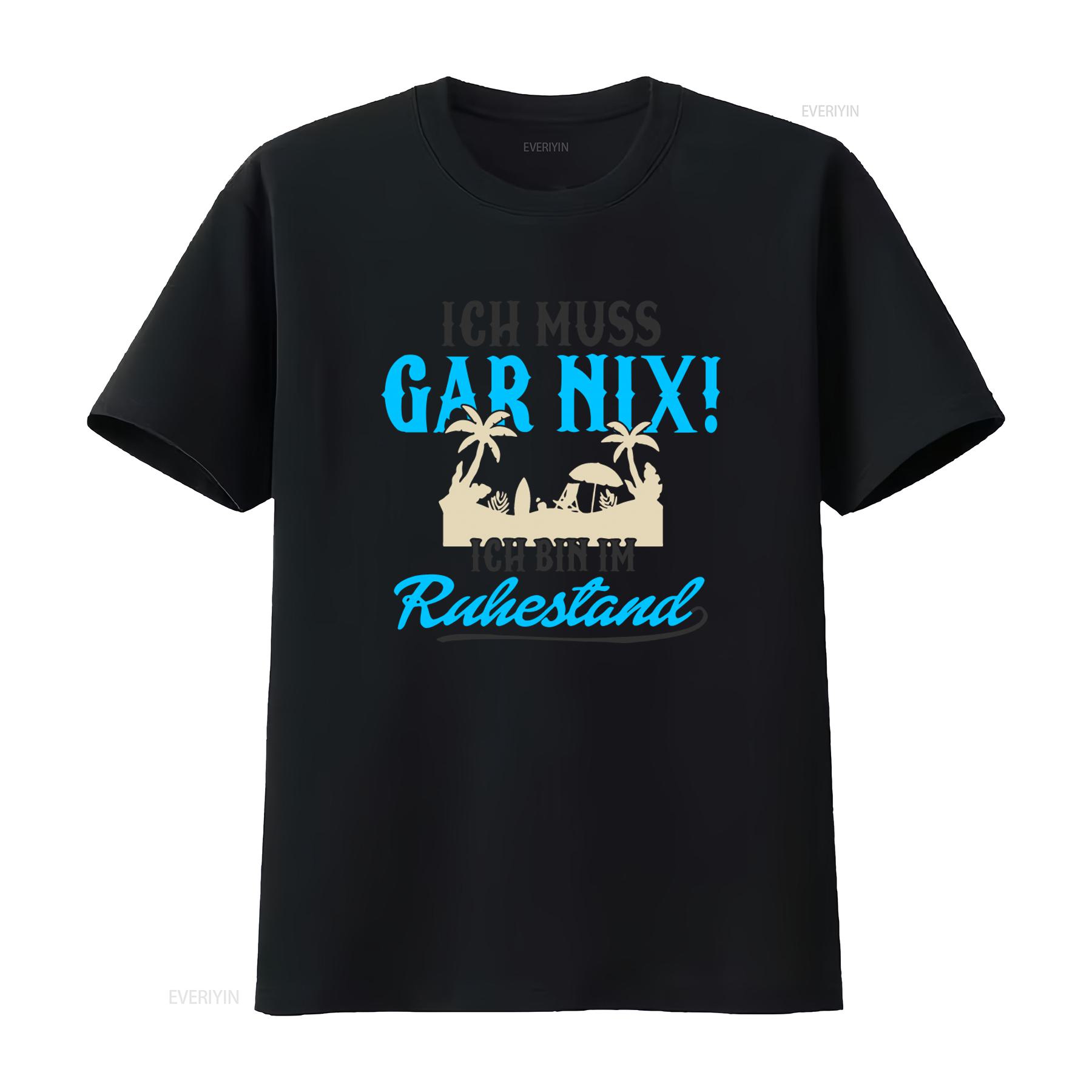 

Ich Muss Gar Nix Bin Im Ruhestand Retirement Themed T Shirt with Beach Design vintage Washed Stylish Comfortable Soft Casual 4XL