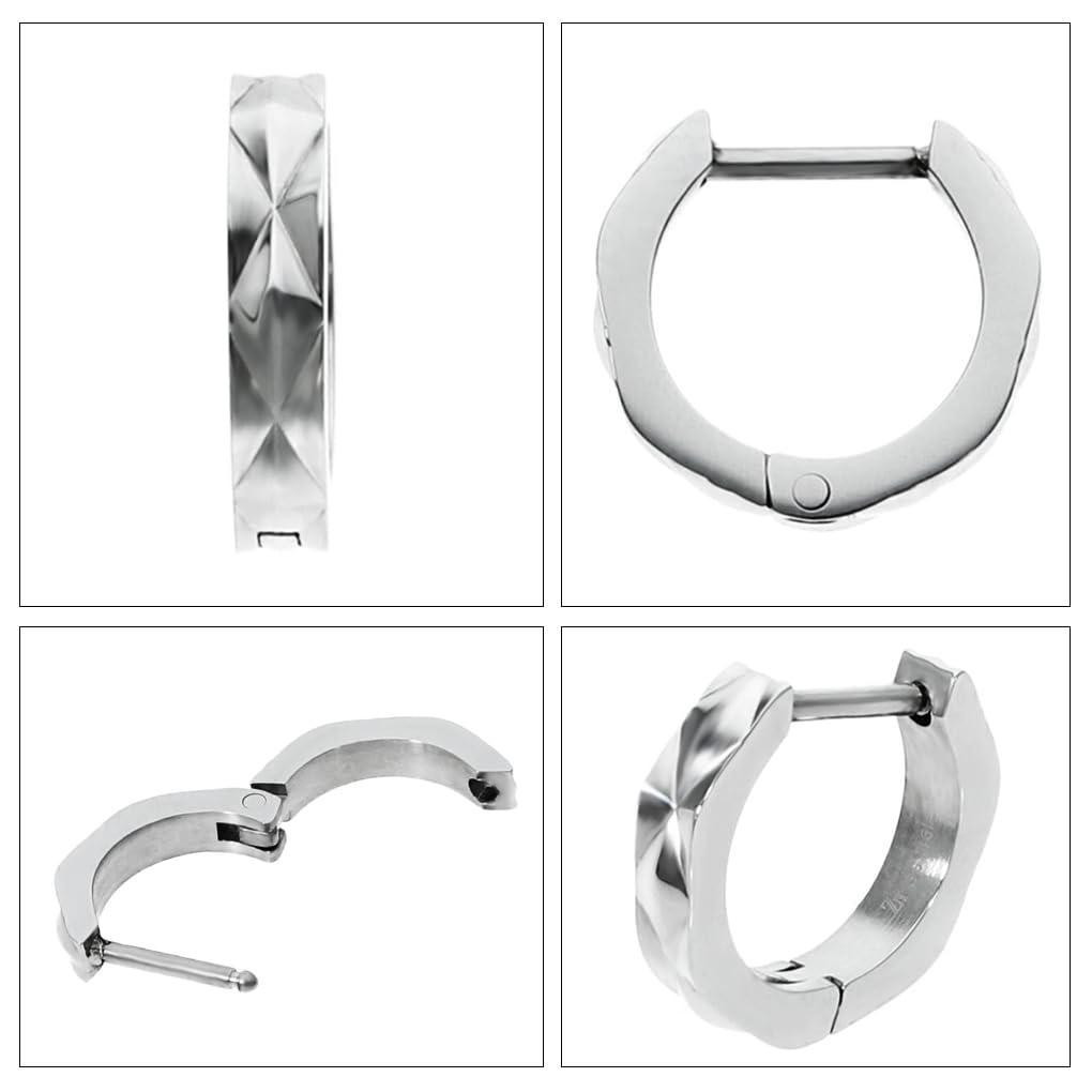 Zanipolo Terzini Diamond-Lined Surgical Stainless Steel Hoop Earrings, Blue (Single Earring) ZTE1906-BL