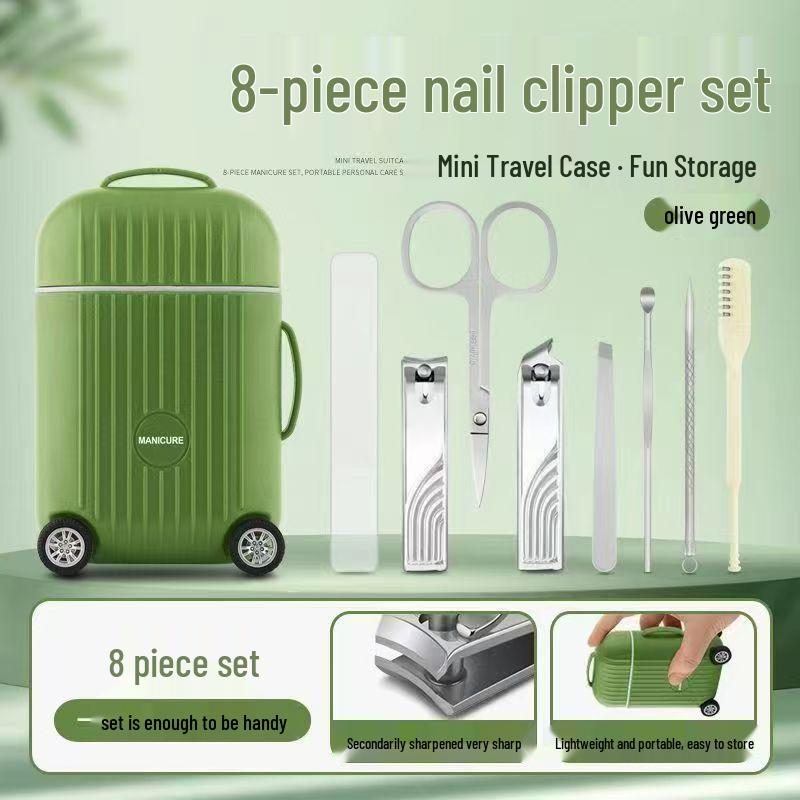 8-Piece Stainless Steel Manicure Set - Nail Clippers & File, Portable & Anti-Pinch Design