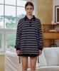 Alikim Arete Stripe Overfit Collar T-Shirt / Navy