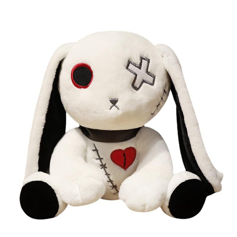 1pc Creepy Goth Bunny Plush Crazy Rabbit Plushie Toys Spooky Gothic Bunny Stuffed Animal Cute Horror Dreadful Bunny Doll For H