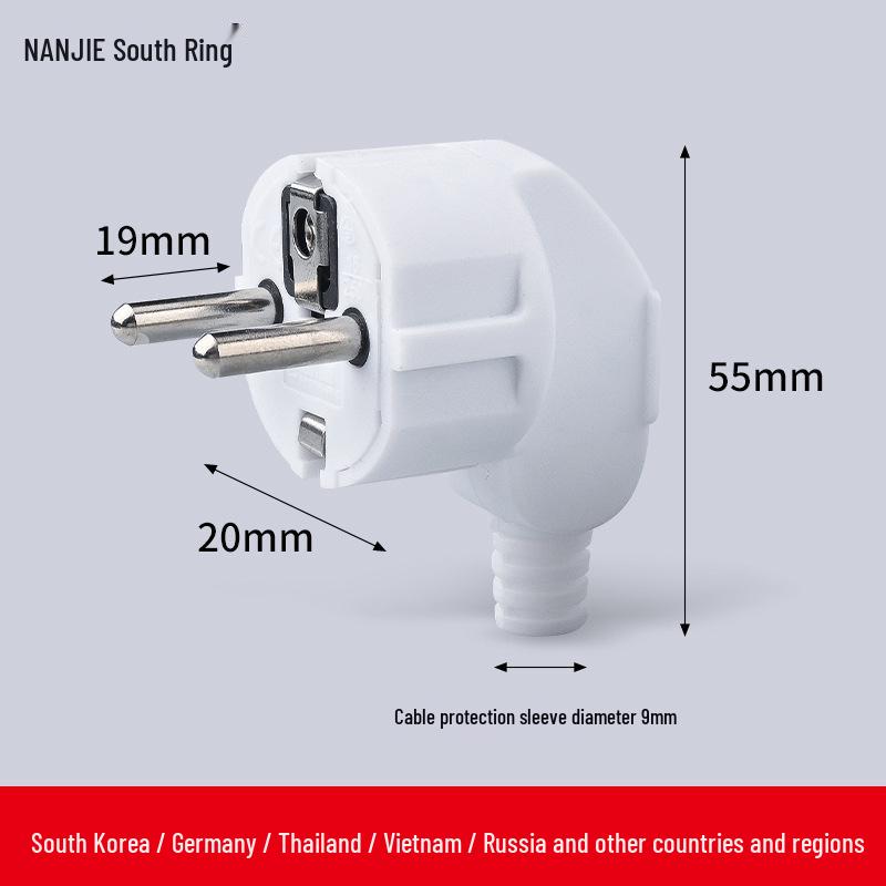 16A Self-Wiring 2-Pin Round Socket Plug - French, German, Thai, Russian Standard