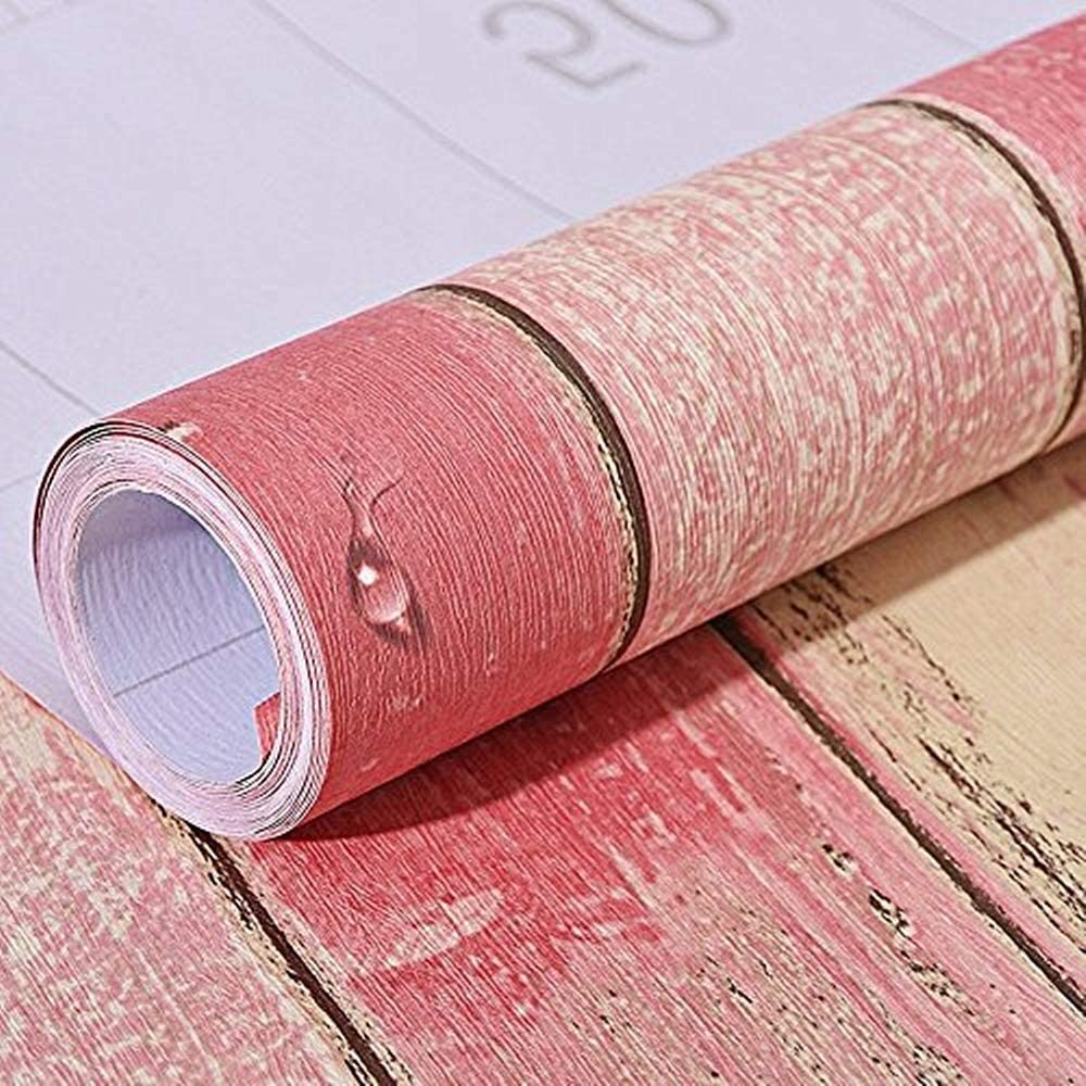 5M Pink Wood Panel Self Adhesive Wallpaper Multi Color  Wood Plank Peel and Stick Wallpaper Stripe Wall Decor Wall Mural