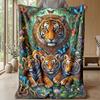 Tiger Family in Harmony Theme blanket Lightweight Warm Flannel Blanket Decorative Throw Blanket for Home Decoration