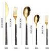 Imitation Wood Handle, Imitation Stone Pattern Knife, Fork and Spoon, Five-piece 430 Stainless Steel Knife, Fork and Spoon Tableware 20-piece Set