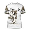 Men's printed T-shirt, Western 3D printed clothing, short sleeved oversized T-shirt, fashionable and casual