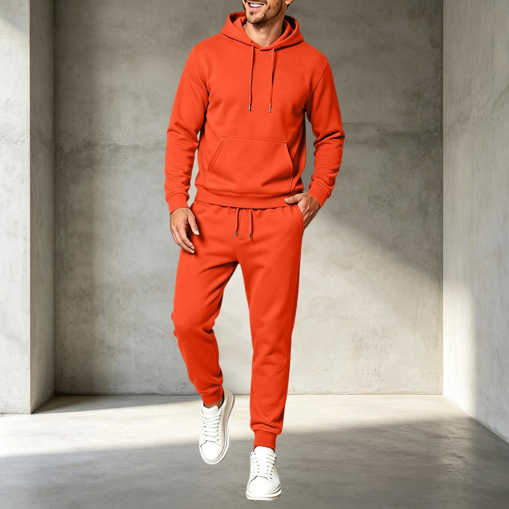 Men's Pullover Hoodie Sweatshirt Athletic Set Casual Training Workout Sweatsuit
