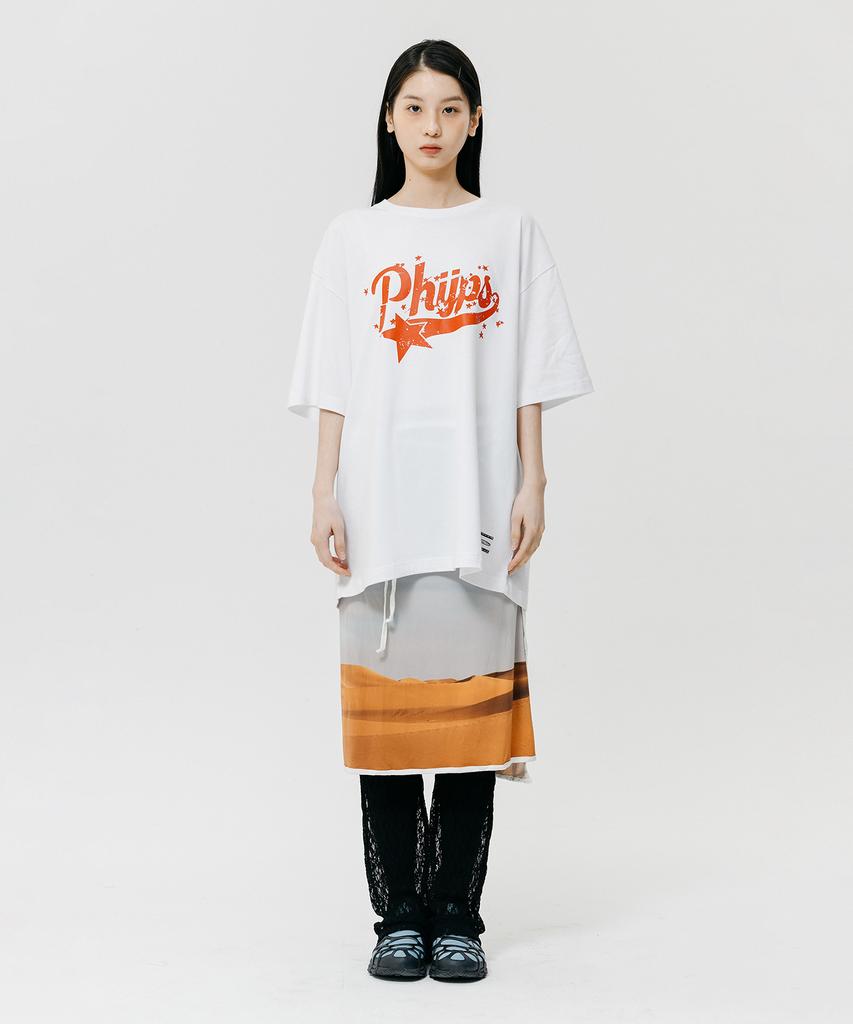 PHYSICAL DEPARTMENT Scatter Startail Short Sleeve T-Shirt_White/Red