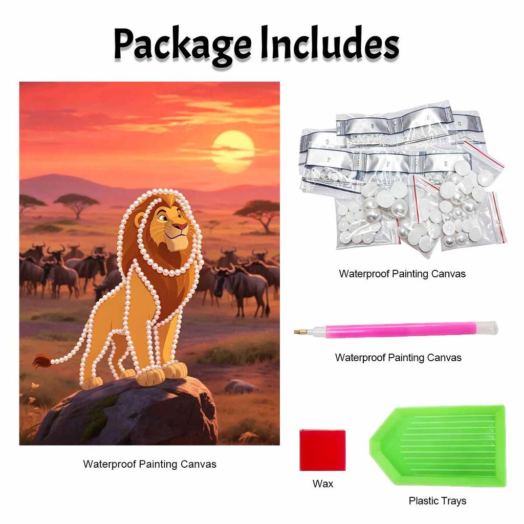 Disney Pearl Painting Head Lion King Themed Creative Pearl Art Painting 5D DIY Pearl Embroidery Mosaic Cross Stitch Kit Home Decor