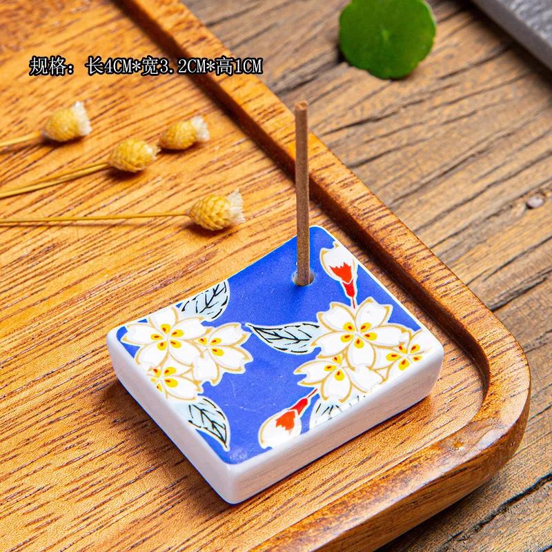 1pc Japanese Blossom Incense Burner Home Ceramic Decor Stick Holder Aromatherapy Censer Office Teahouse Ornament
