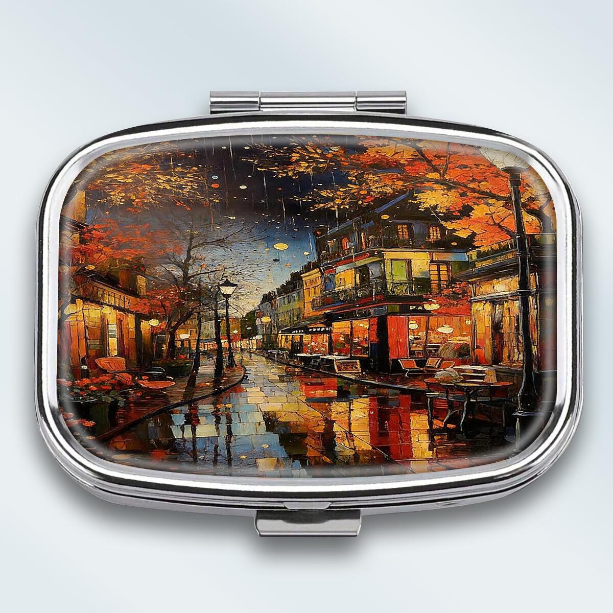 

Portable Pill Box with 2 Compartments, Mini Metal Medicine Organizer Case, Cute Printed Pill Container for Vitamins, Pills, Jewelry, Travel, Daily Use різнокольоровий