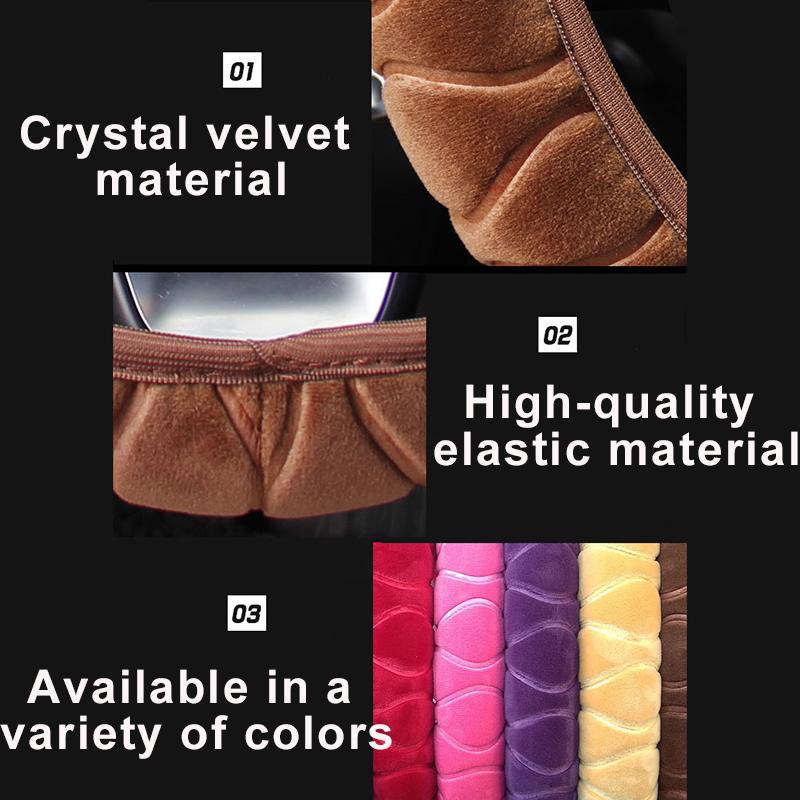 Plush Steering Wheel Cover Super Soft and Warm In Winter Elastic Embossed Handle Cover