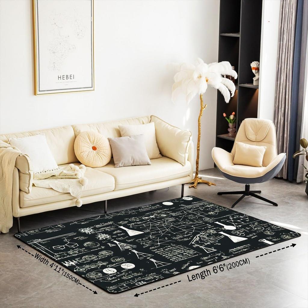 Science Rug,Math Equation Area Rug Living Room Rugs for Kids Teens Bedroom,Chemical Back To School Theme Floor Mats Rugs