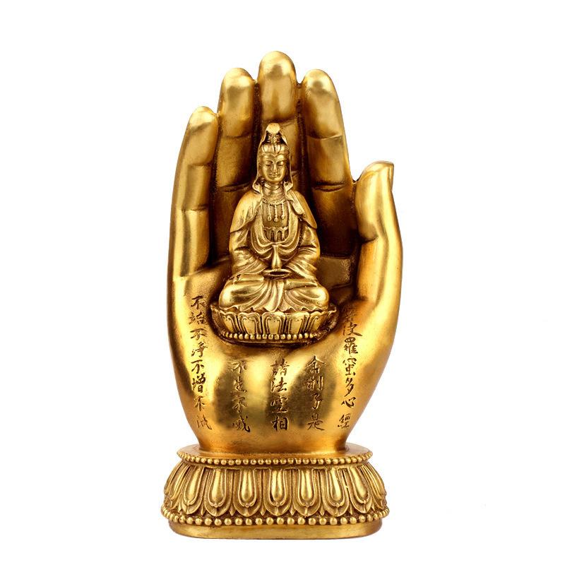 Brass Craftwork Guanyin , Heart Sutra Buddha Hand Home Decorative Ornament, Bronze Item