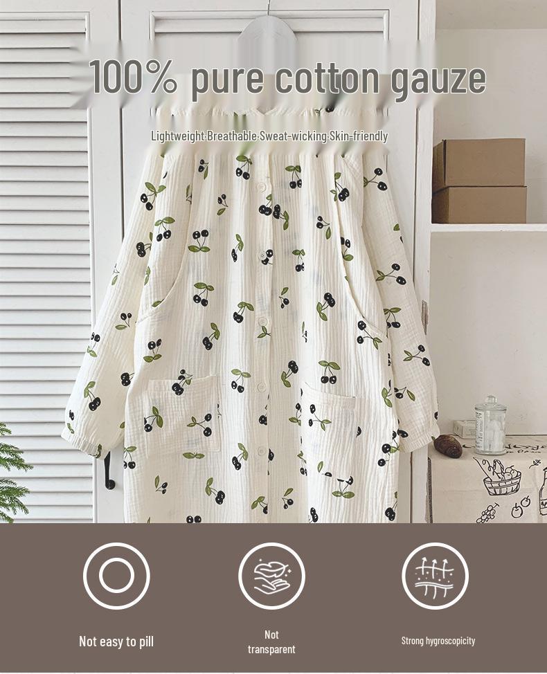 Celobavlněné těhotenské gázové šaty před porodem s kalhotami, poporodní pyžamo a noční košile pro kojení Letní svrchní oděv