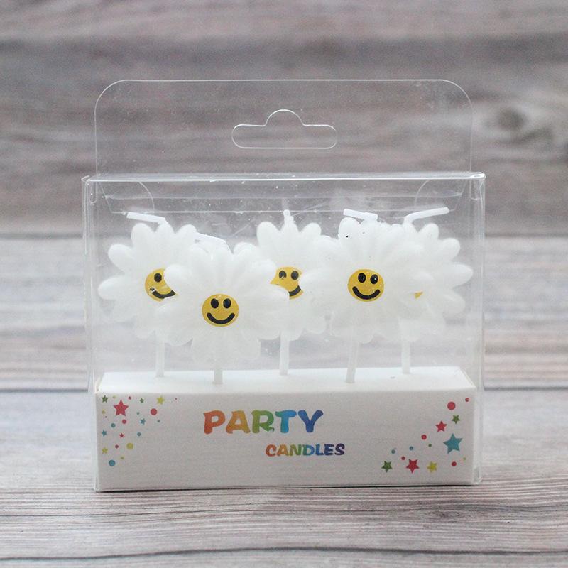 

New Korean Style Fresh Little Daisy Yellow Smiling Face Sunflower Flower Birthday Cake Decoration Candle Little daisy candle