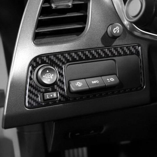 Bright Carbon Fiber Car Front Headlight Button Frame Cover For Corvette C7 14-19