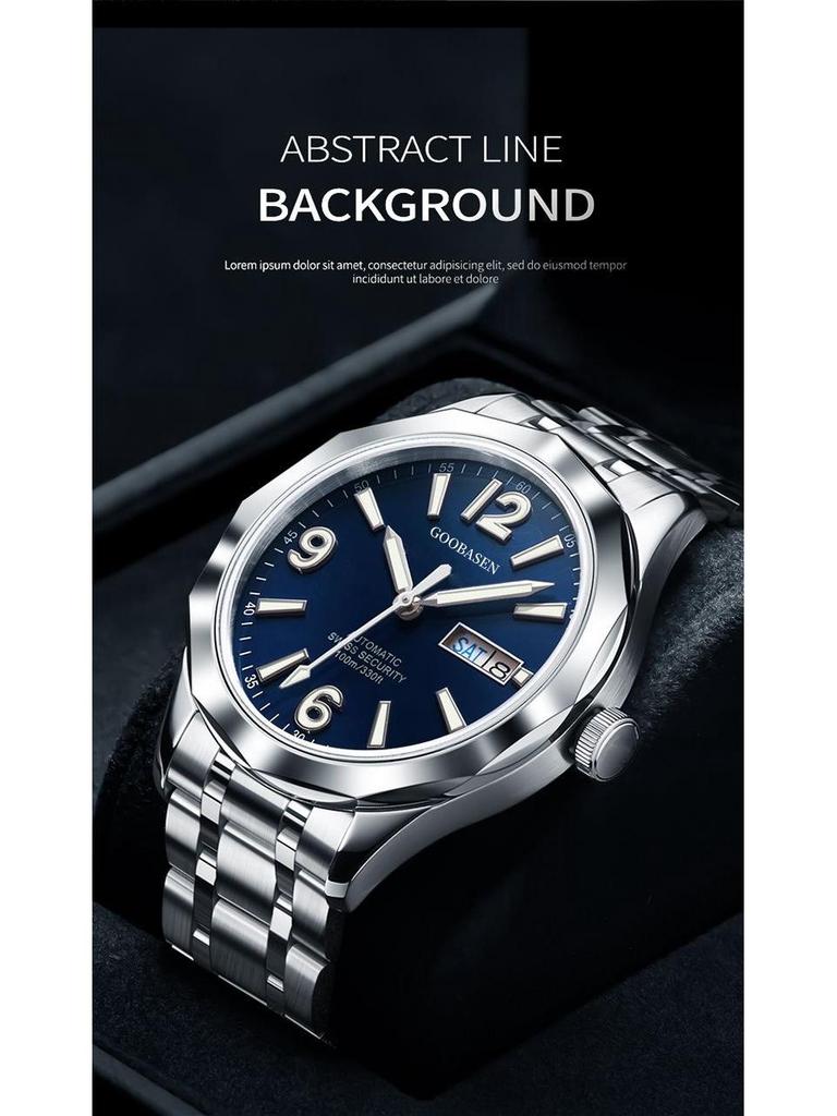 Gubaisen Men's Waterproof Quartz Watch with Calendar Feature