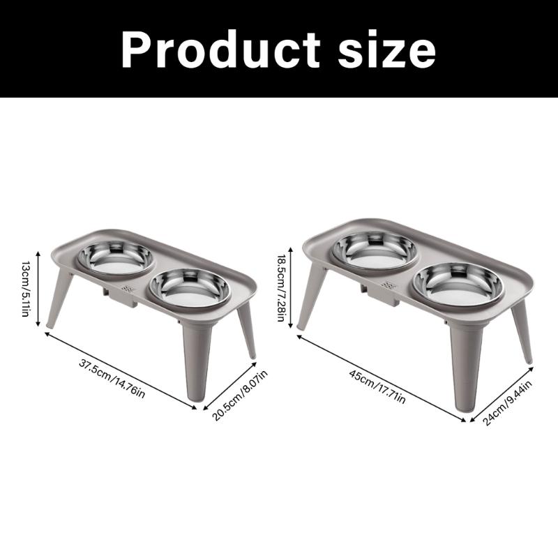 High Neck Relief Dog Dishes Stainless Bowl Durable Elevated Dog Bowl Spill Proof Base For Home Use