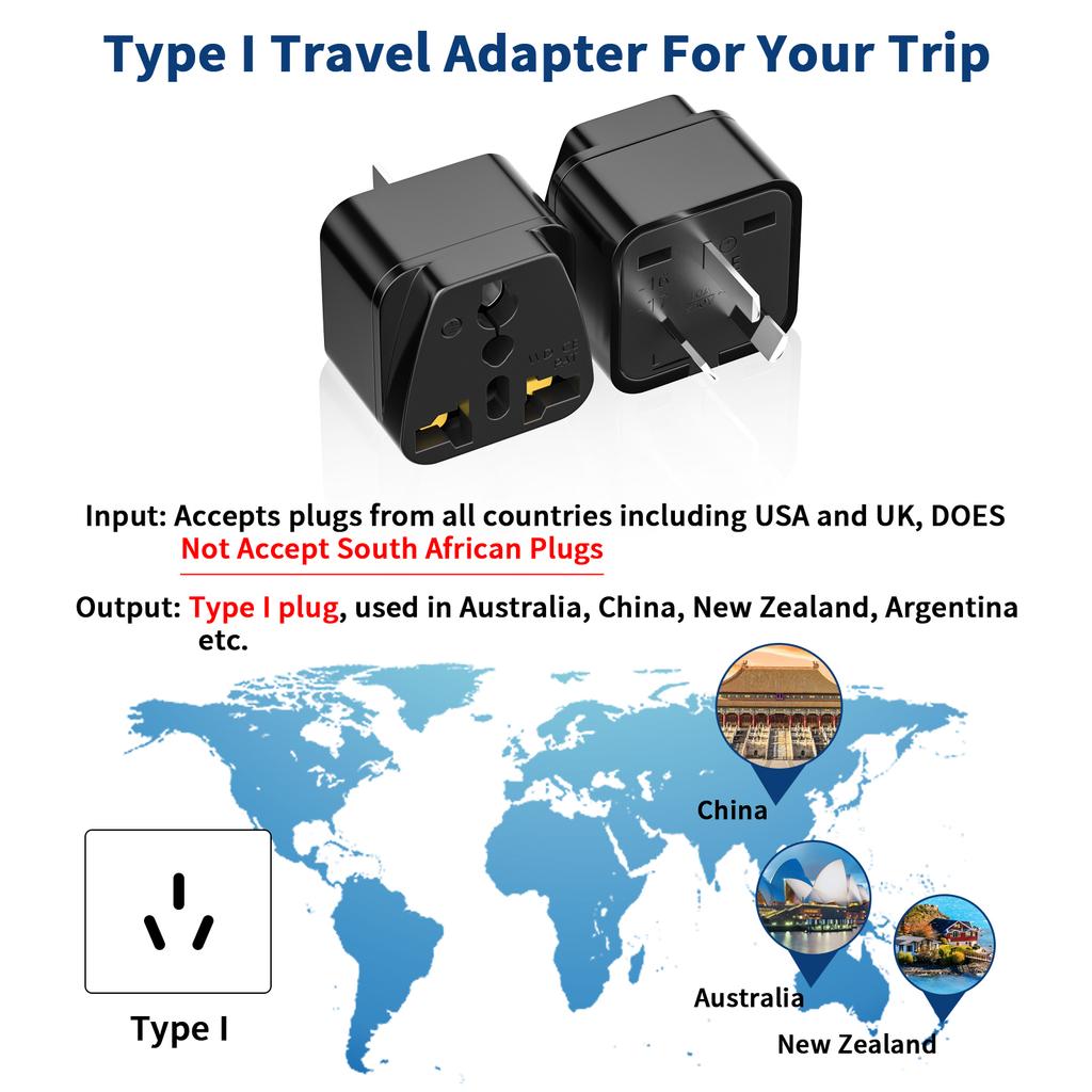 3pcs US Italy UK EU To AU Plug Adapter Universal Travel Adapter Australia New Zealand Travel Plug Power Converter Wall Charger