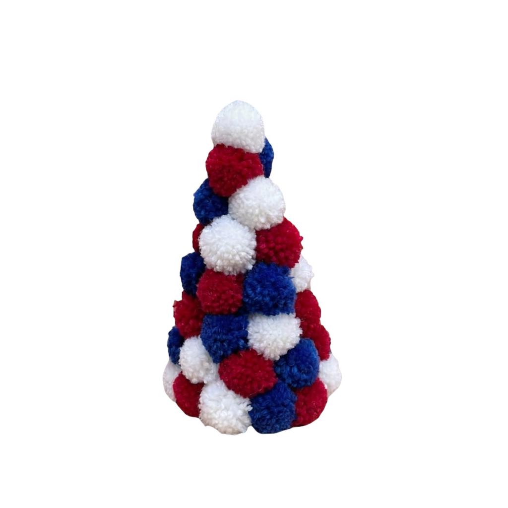 Independence Day Themed Display Ornament With Pompon Design Desktop Tray Layout Prop