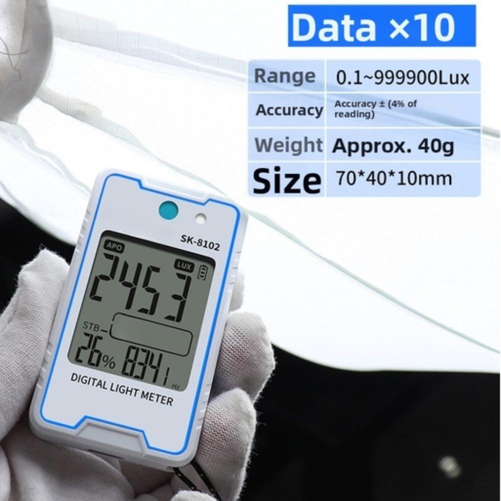 Light Intensity Meter for Stroboscopic Testing Applications 0.1-999900 Lux Flicker 0-99 Percent 10Hz-10kHz Ambient Monitoring