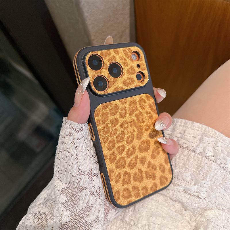 Leopard Print Side Sticker iPhone 16 Pro/17 Pro Max Creative Window Protective Case