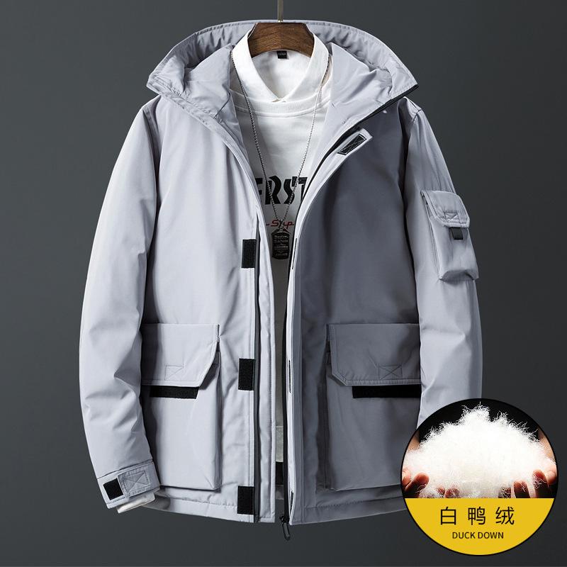 

Пуховик мужской пух белый зимний новый свободный фрок утолщенный теплый трендовый повседневный пальто мужской с капюшоном 4XL