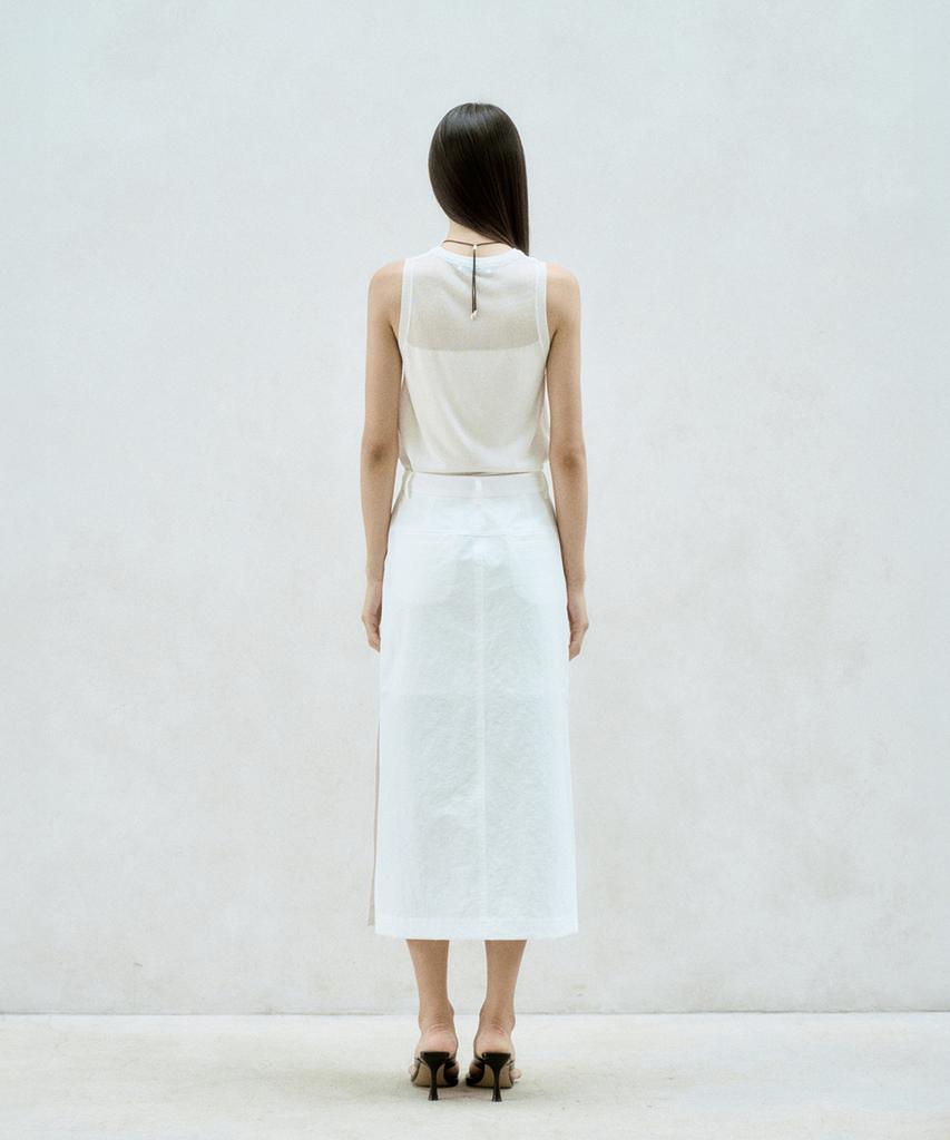 RE RHEE Side Slit Nylon Midi Skirt