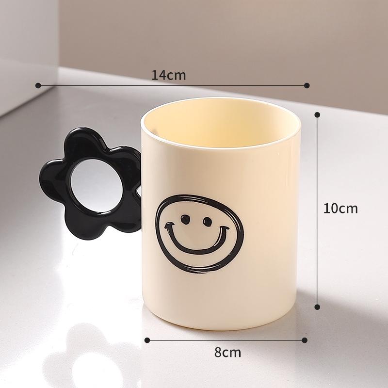 

Стакан для полоскания рта, стакан для воды, бытовой утолщенный стакан для зубной щетки, стакан с ручкой Black smiling face