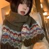 Thicken Jacquard Knitted Scarf Wool Fair Isle Style Shawl Winter Cashmere Scarves  Women/Men