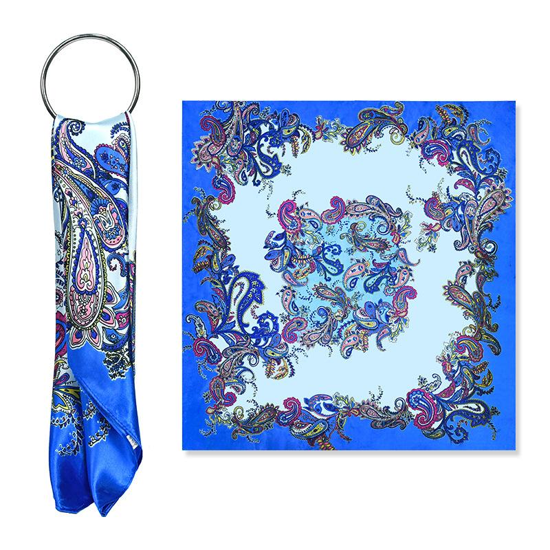 Fashion Bright Color 91 Satin Silk Scarf Trendy Square Scarf Wholesale Spring and Summer Cashew Nut Flower Versatile Long Silk Scarf