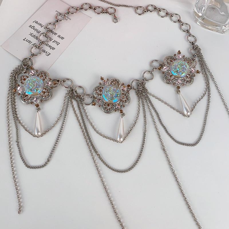 Fashion Tassel Waist Chain For Women Glitter Pearl Pendant Belt Strap Dress Crop Top Bikini Sexy Waist Decorative Chain