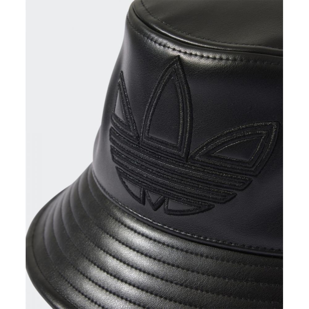 Adidas Trefoil Leather Bucket Hat   Black Iy4055